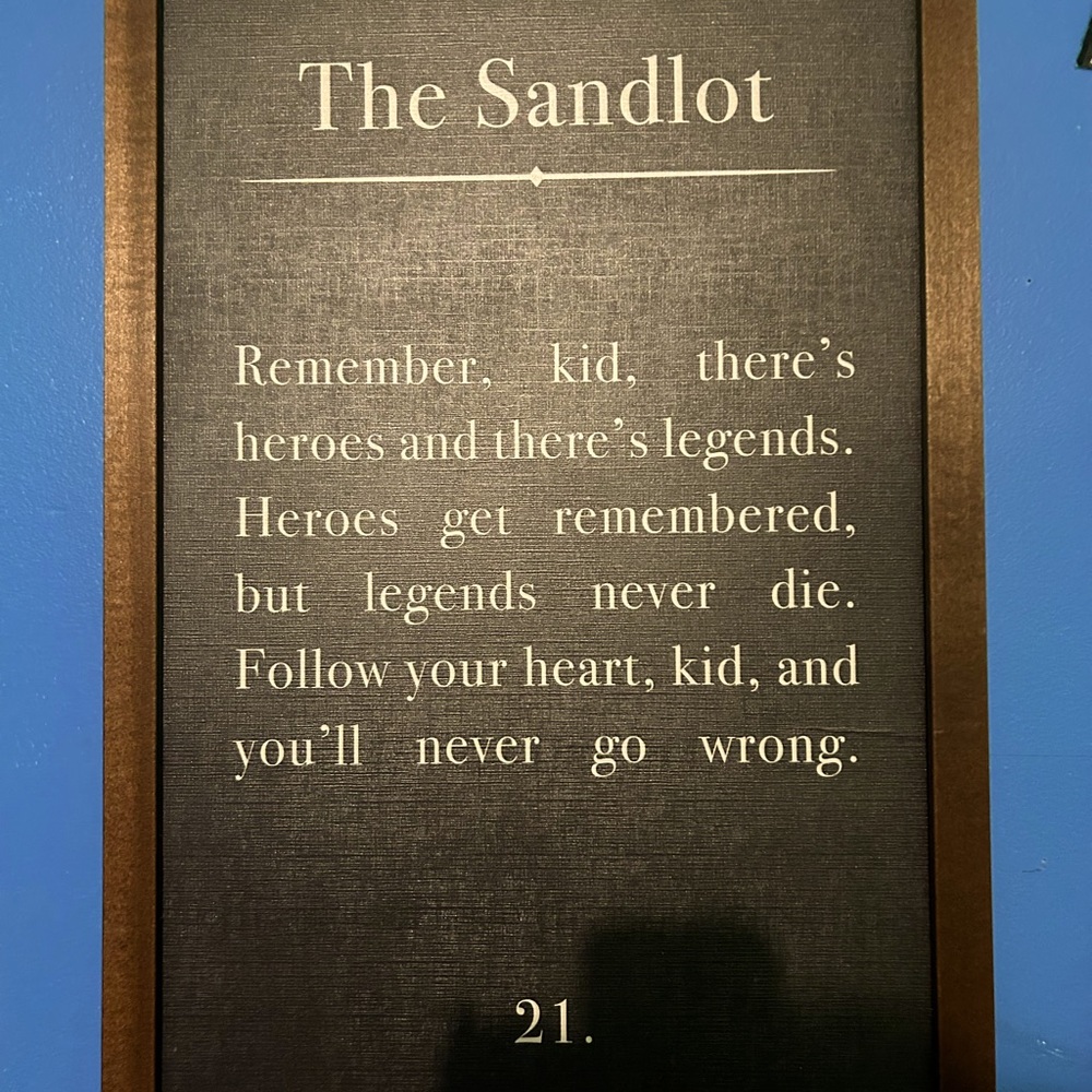 Smallwoods Framed Canvas Sandlot Baseball Quote 25x17